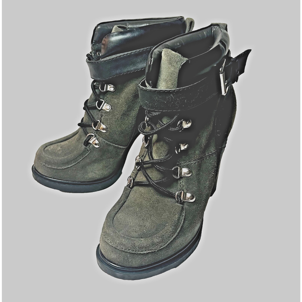 Nine West Smokino Ankle Boots Womens Size 7.5 Gray Heel Booties Combat Boho Goth